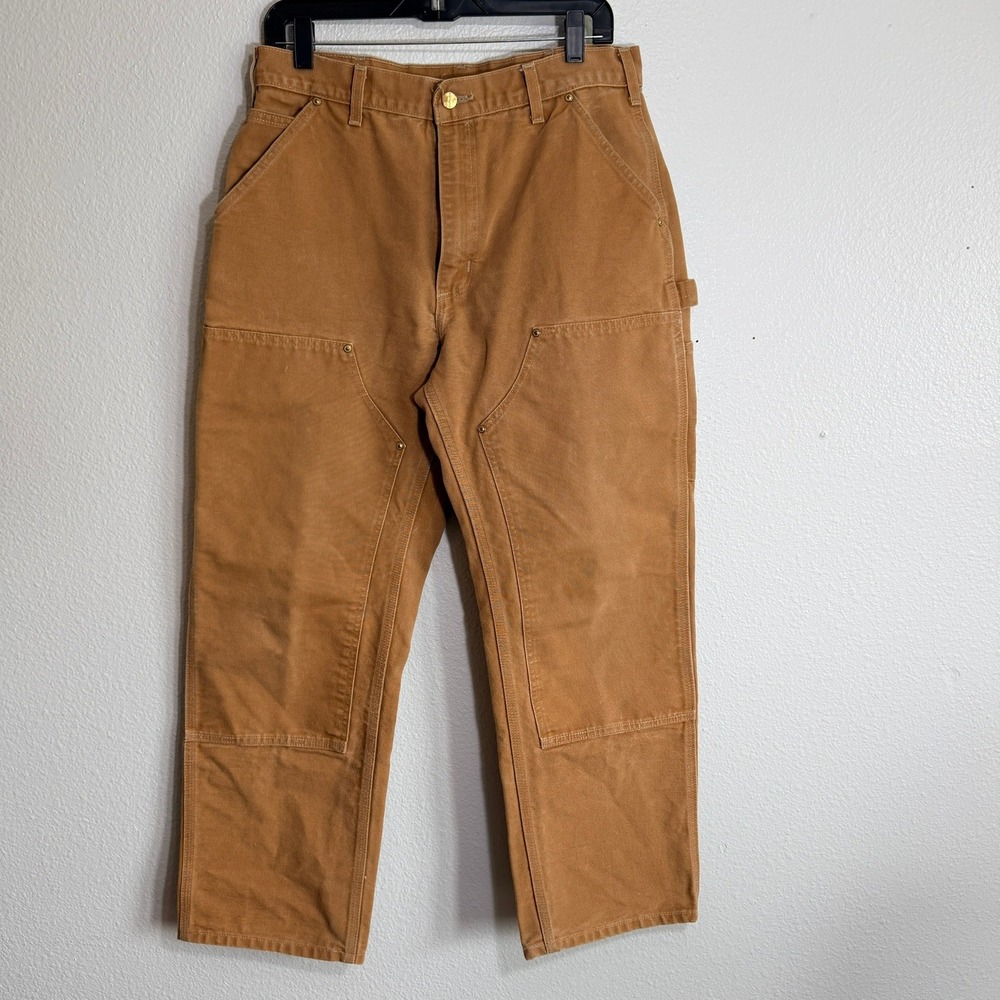 Carhartt B01-BRN Double Front Work Pants Brown Duck Made in USA 34x30